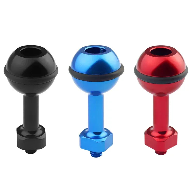 Suporte Adaptador de Bola de Alumínio com Parafuso 1/4 polegadas PULUZ para GoPro, Insta360, DJI e Outras Câmaras de Ação, Diâmetro: 2,5 cm, Parafuso 1/4 polegadas (Preto), Parafuso 1/4 polegadas (Azul)