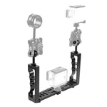 Suporte Ajustável para Braço de Lâmpada de Mergulho Manual Duplo em Alumínio CNC PULUZ para GoPro, Insta360, DJI e Outras Câmaras de Ação, Suporte para Braço Manual Duplo