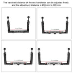 Suporte Ajustável para Braço de Lâmpada de Mergulho Manual Duplo em Alumínio CNC PULUZ para GoPro, Insta360, DJI e Outras Câmaras de Ação, Suporte para Braço Manual Duplo