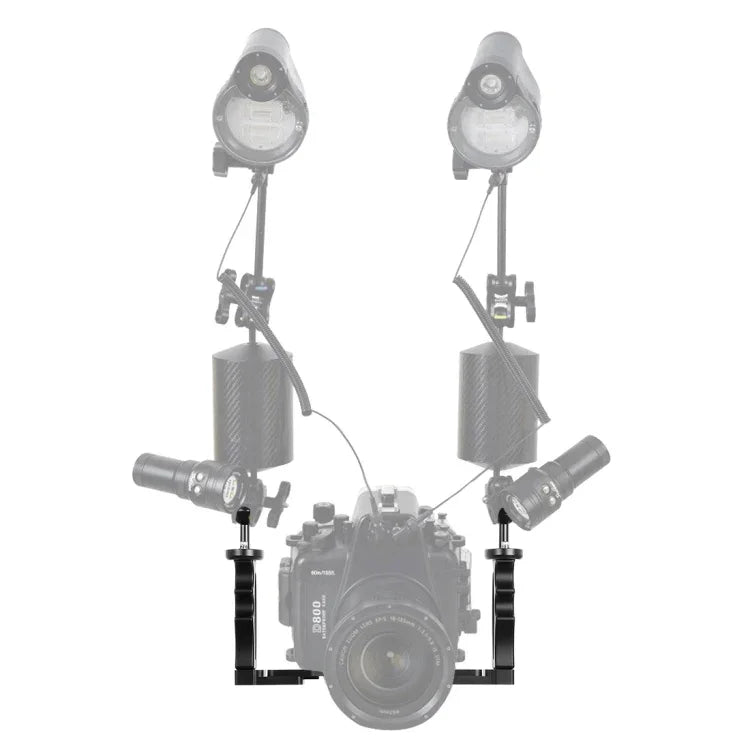 Suporte Ajustável para Braço de Lâmpada de Mergulho Manual Duplo em Alumínio CNC PULUZ para GoPro, Insta360, DJI e Outras Câmaras de Ação, Suporte para Braço Manual Duplo
