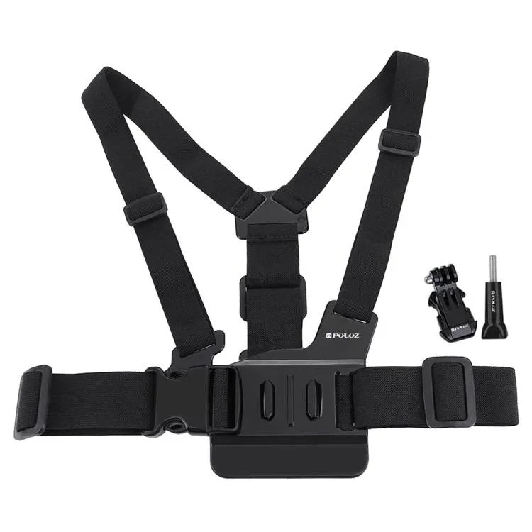 Cinta de Montagem Ajustável para Corpo PULUZ com Suporte em J e Parafuso Longo para GoPro, Insta360, DJI e Outras Câmaras de Ação, Cinta Peitoral