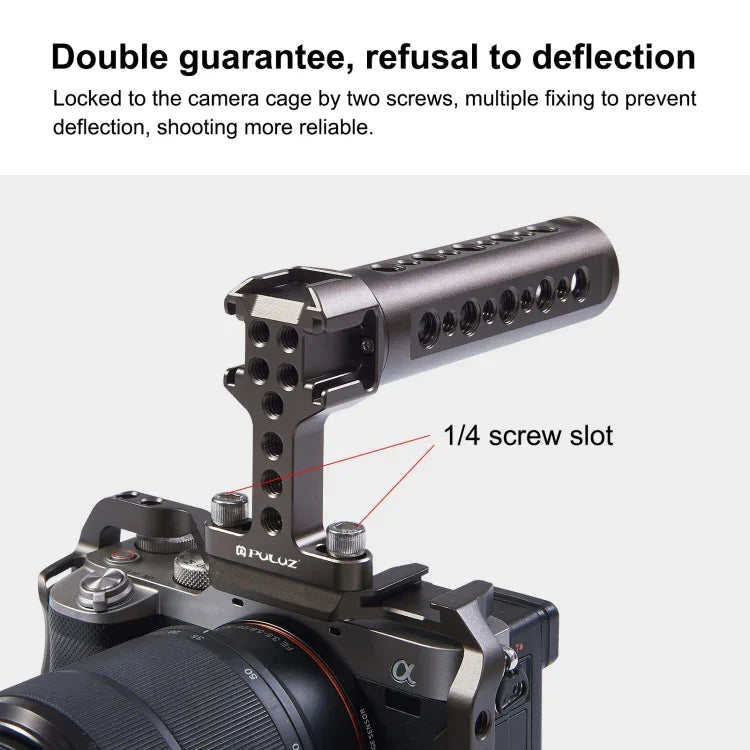 Punho Superior para Estabilizador de Vídeo de Mão PULUZ com 3 Montagens Cold Shoe para Gaiola de Câmara, Para Punho Superior de Gaiola de Câmara