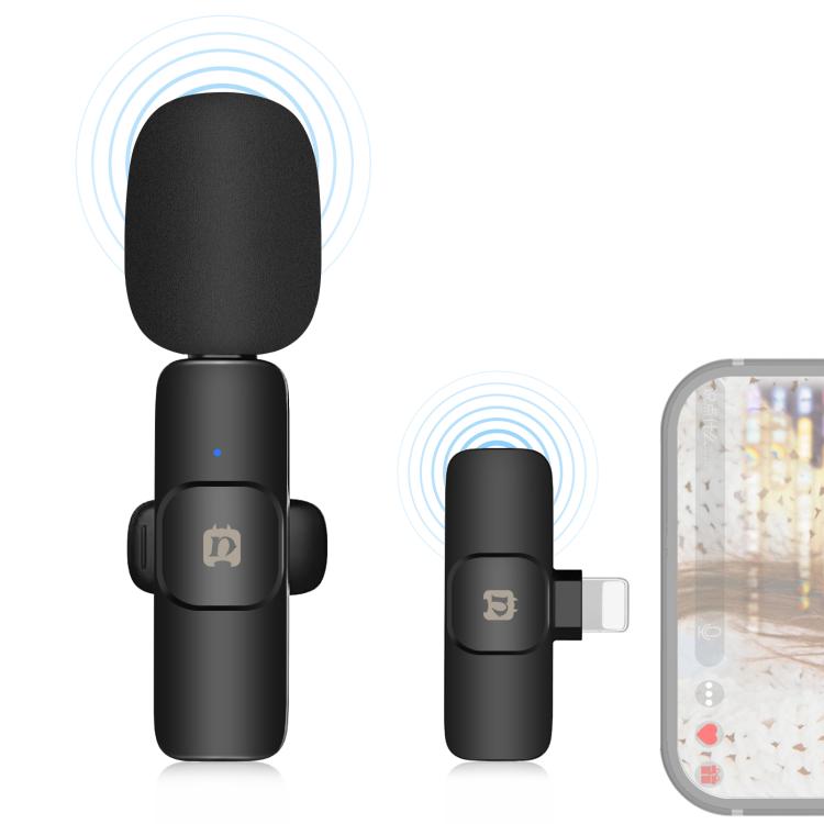 Microfone Lavalier Sem Fios com Redução de Ruído e Reverberação para Dispositivo de 8 Pinos, Suporta Carregamento de Telefone, Microfone Sem Fios de 8 Pinos