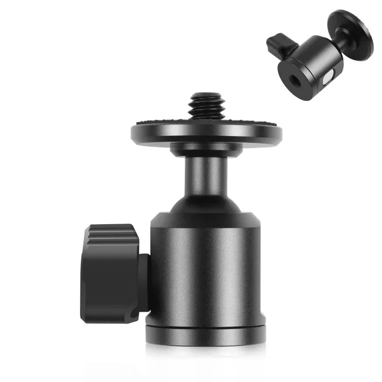 Adaptador de Cabeça de Bola para Tripé Metálico com Parafuso Interno de 1/4 polegada e Trava de Botão, Parafuso Interno 1/4 polegada