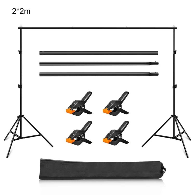 2 x 2m Suporte para Fundo de Estúdio Fotográfico com Barra Transversal, 2 x 2m
