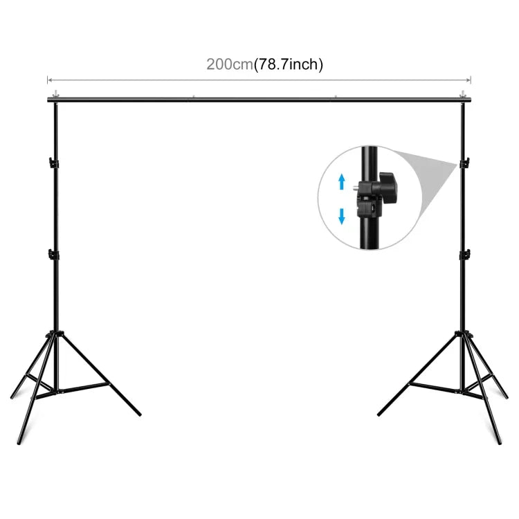 2 x 2m Suporte para Fundo de Estúdio Fotográfico com Barra Transversal, 2 x 2m