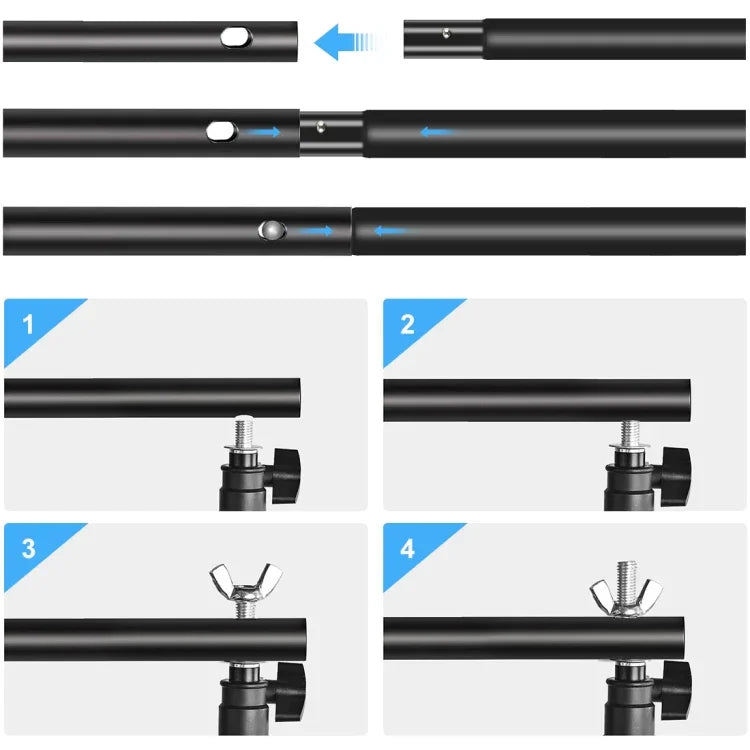 2 x 2m Suporte para Fundo de Estúdio Fotográfico com Barra Transversal, 2 x 2m
