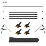 2 x 3m Suporte para Fundo de Estúdio Fotográfico com Barra Transversal, 2 x 3m