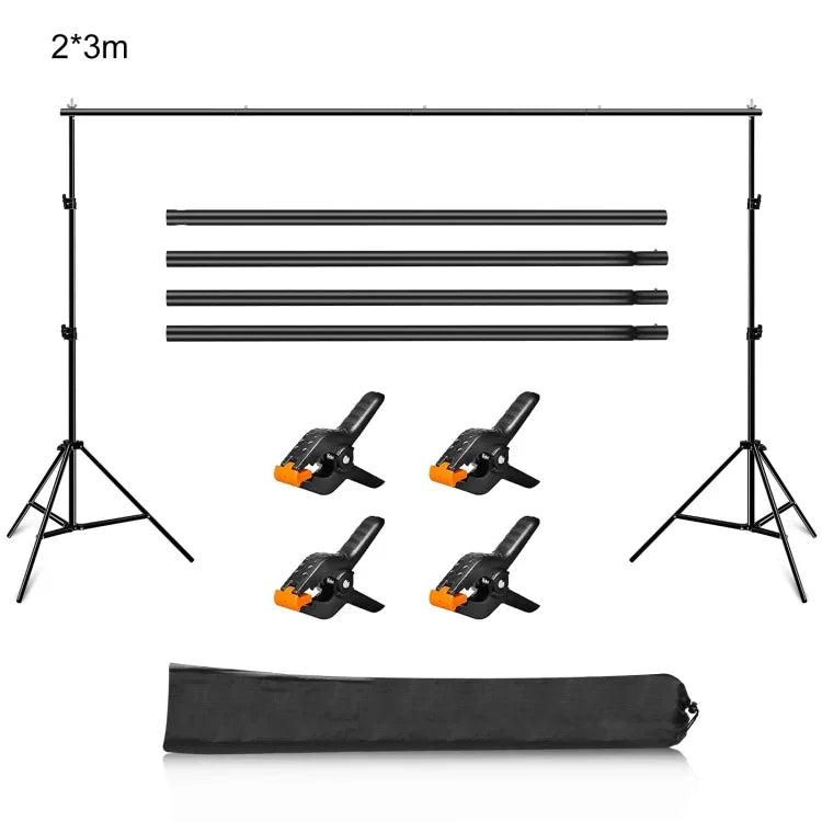 2 x 3m Suporte para Fundo de Estúdio Fotográfico com Barra Transversal, 2 x 3m