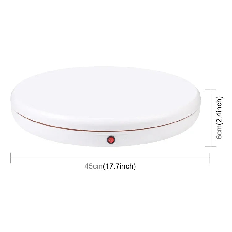 PULUZ Suporte Giratório de Exposição com Controlo Remoto e Ajuste de Velocidade de 45cm, Branco, Carga 100kg, 45cm Carga 100kg Branco Ficha AU, 45cm Carga 100kg Branco Ficha EU, 45cm Carga 100kg Branco Ficha UK, 45cm Carga 100kg Branco Ficha US