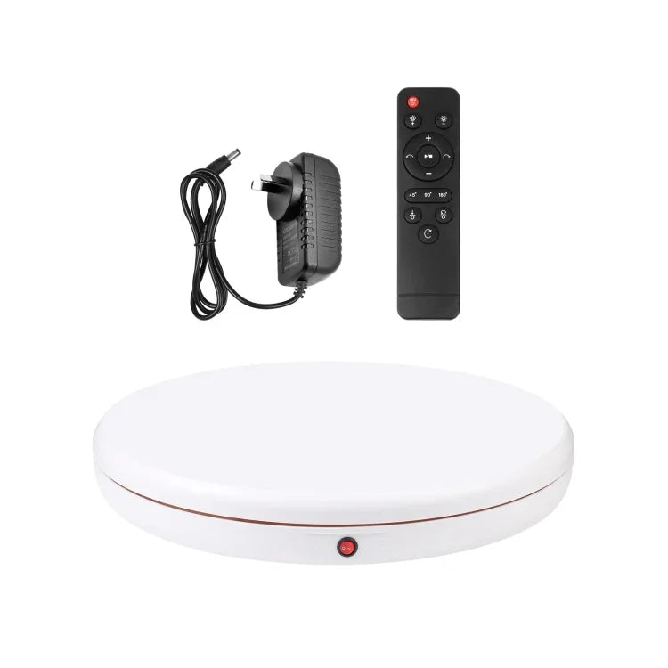 PULUZ Suporte Giratório de Exposição com Controlo Remoto e Ajuste de Velocidade de 45cm, Branco, Carga 100kg, 45cm Carga 100kg Branco Ficha AU, 45cm Carga 100kg Branco Ficha EU, 45cm Carga 100kg Branco Ficha UK, 45cm Carga 100kg Branco Ficha US