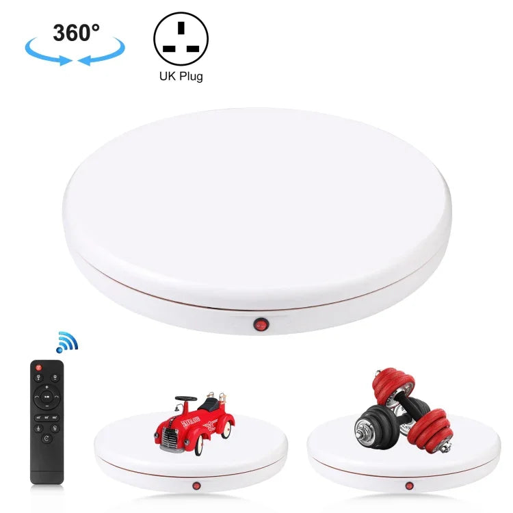 PULUZ Suporte Giratório de Exposição com Controlo Remoto e Ajuste de Velocidade de 45cm, Branco, Carga 100kg, 45cm Carga 100kg Branco Ficha AU, 45cm Carga 100kg Branco Ficha EU, 45cm Carga 100kg Branco Ficha UK, 45cm Carga 100kg Branco Ficha US