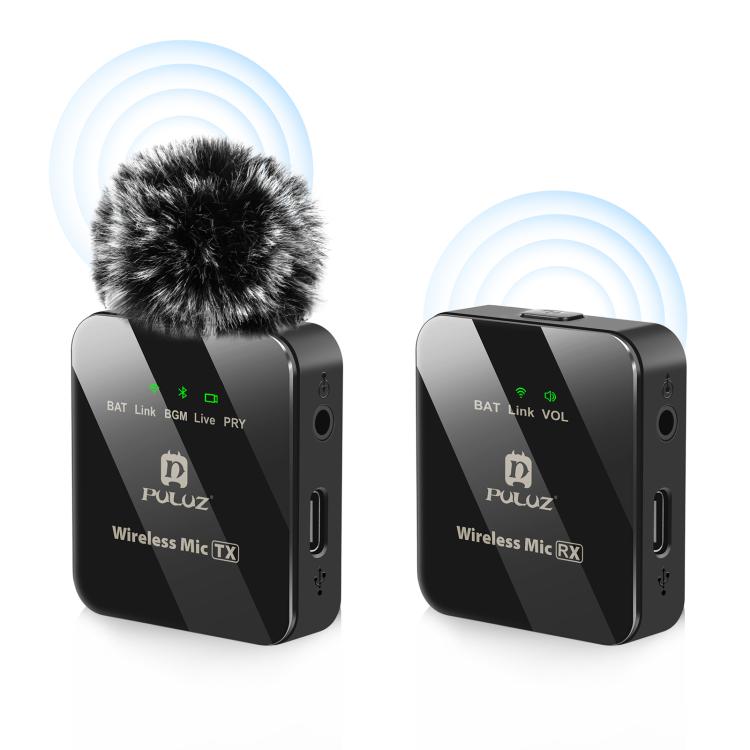 Microfone Lavalier Sem Fios PULUZ 1 TX + 1 RX, 1 TX + 1 RX