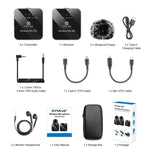 Microfone Lavalier Sem Fios PULUZ 2 TX + 1 RX, 2 TX + 1 RX
