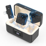 Microfone Lavalier Sem Fios Magnético PULUZ com Caixa de Carregamento, Receptor RX de 8 Pinos e 2 Microfones TX, 8 Pinos 2 TX + 1 RX, com Caixa de Carregamento