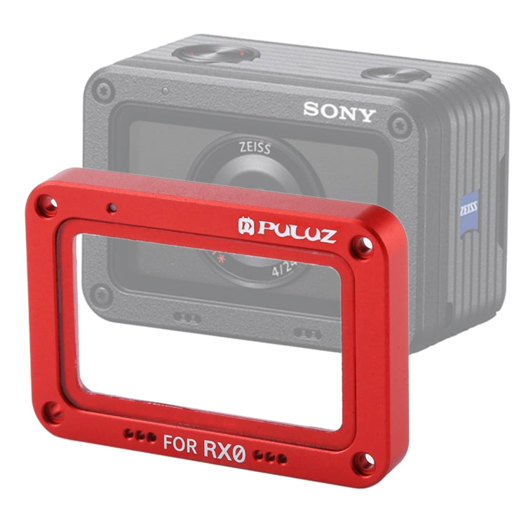 Protetor de Lente em Liga de Alumínio com Chama + Vidro Temperado PULUZ para Sony RX0 / RX0 II, com Parafusos e Chaves de Fendas, Frente Vermelho Chama