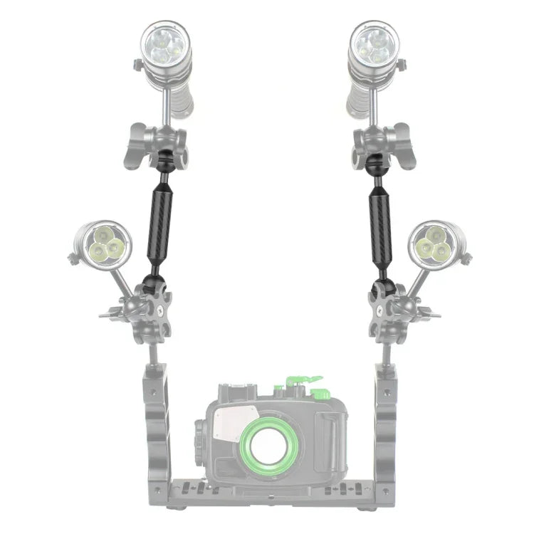 PULUZ Braço Flutuante de Fibra de Carbono com Duas Esferas 9 polegadas 23cm Comprimento 20.8mm Diâmetro, Diâmetro da Esfera: 25mm, 9 polegadas Preto