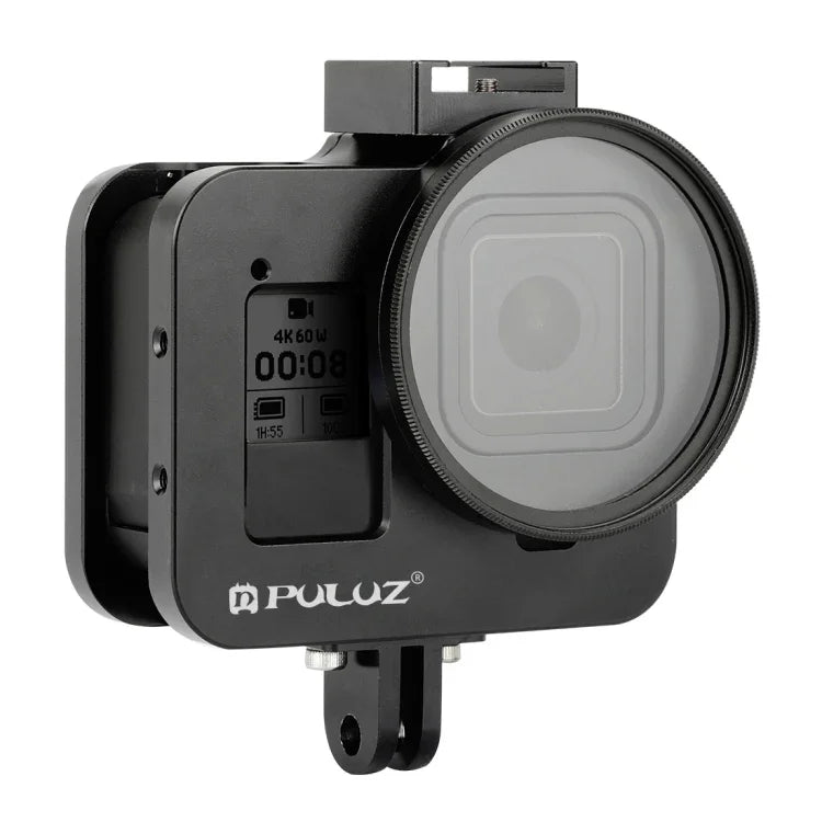 PULUZ Gaiola Protetora em Liga de Alumínio CNC com Estrutura de Segurança e Lente UV 52mm para GoPro HERO8 Black, Para HERO8 Black com Estrutura