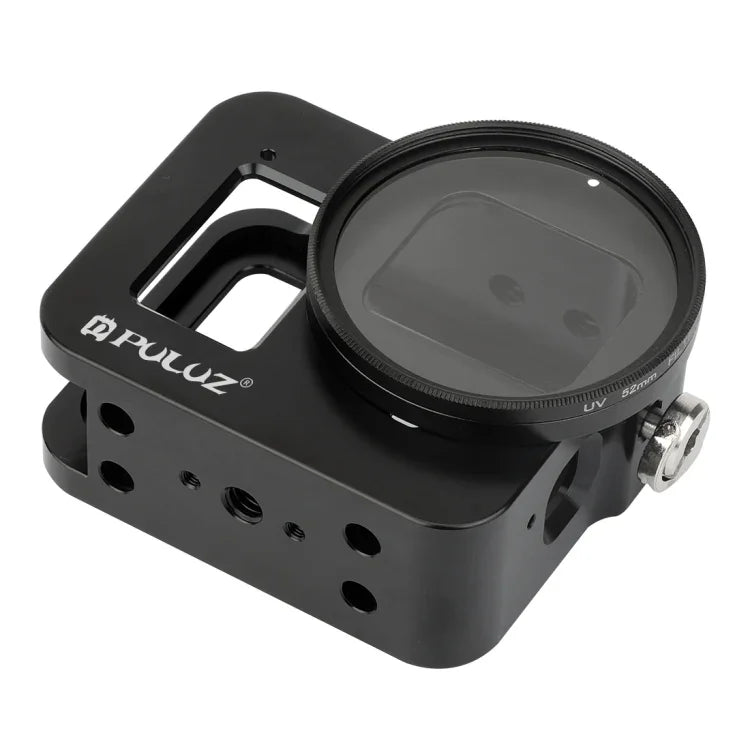 PULUZ Gaiola Protetora em Liga de Alumínio CNC com Estrutura de Segurança e Lente UV 52mm para GoPro HERO8 Black, Para HERO8 Black com Estrutura