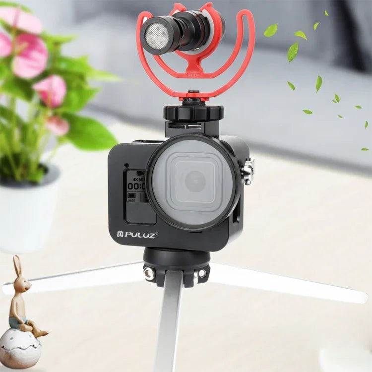 PULUZ Gaiola Protetora em Liga de Alumínio CNC com Estrutura de Segurança e Lente UV 52mm para GoPro HERO8 Black, Para HERO8 Black com Estrutura