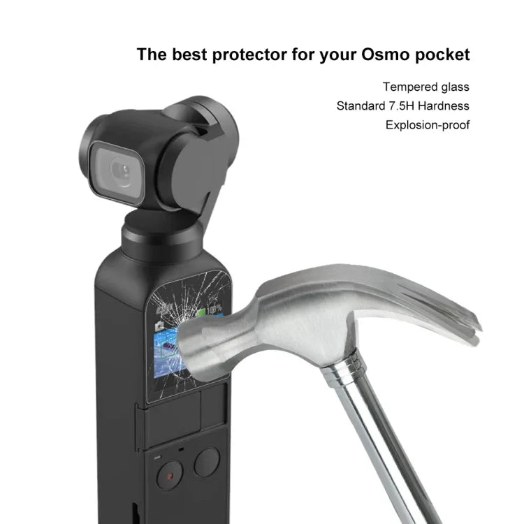 PULUZ Protetor de Lente em Vidro Temperado 9H 2.5D HD + Filme de Ecrã para Gimbal DJI OSMO Pocket, Para DJI OSMO Pocket