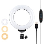 Luzes LED de Anel Dimmable USB 3 Modos PULUZ 12cm 4.7 polegadas para Selfie, Beleza, Vlogging e Fotografia com Tripé e Cabeça de Bola, 4.7 polegadas com Cabeça de Bola
