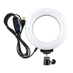 Luzes LED de Anel Dimmable USB 3 Modos PULUZ 12cm 4.7 polegadas para Selfie, Beleza, Vlogging e Fotografia com Tripé e Cabeça de Bola, 4.7 polegadas com Cabeça de Bola