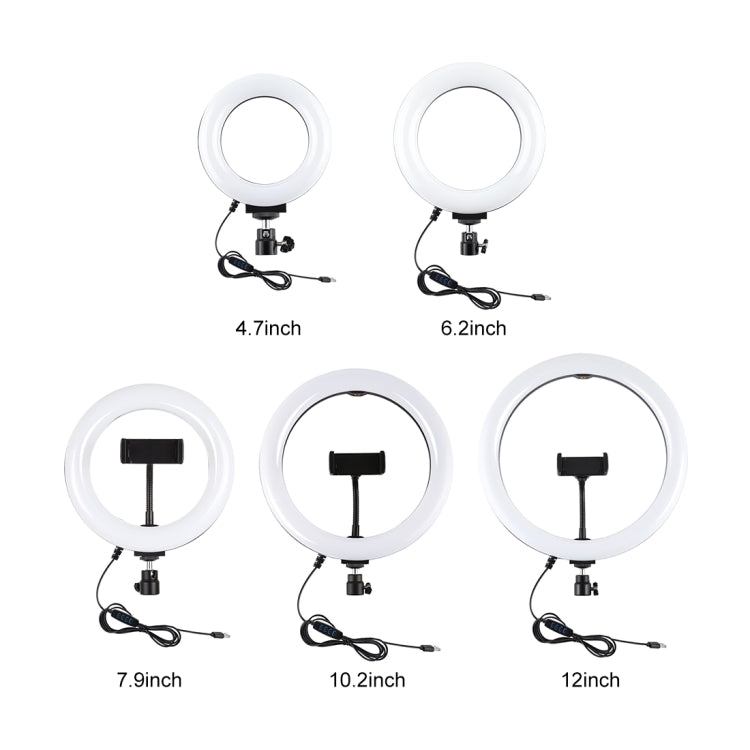 Luzes LED de Anel Dimmable USB 3 Modos PULUZ 12cm 4.7 polegadas para Selfie, Beleza, Vlogging e Fotografia com Tripé e Cabeça de Bola, 4.7 polegadas com Cabeça de Bola