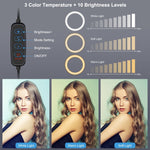 Luzes LED de Anel Dimmable USB 3 Modos PULUZ 12cm 4.7 polegadas para Selfie, Beleza, Vlogging e Fotografia com Tripé e Cabeça de Bola, 4.7 polegadas com Cabeça de Bola