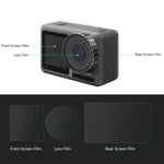 PULUZ Filme de Vidro Temperado 9H 2.5D para Lente + Ecrã LCD Frontal e Traseiro para DJI Osmo Action, Para DJI Osmo Action
