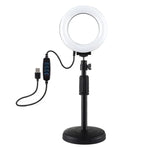 Suporte de Secretária com Base Redonda PULUZ + Anel LED USB Regulável de 4.7 polegadas 12cm com 3 Modos para Vlogging e Vídeo, Altura Ajustável: 15.5cm-25.5cm, Suporte de Secretária+4.7 polegadas