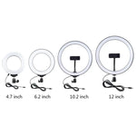 Suporte de Secretária com Base Redonda PULUZ + Anel LED USB Regulável de 4.7 polegadas 12cm com 3 Modos para Vlogging e Vídeo, Altura Ajustável: 15.5cm-25.5cm, Suporte de Secretária+4.7 polegadas