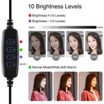 Suporte de Secretária com Base Redonda PULUZ + Anel LED USB Regulável de 4.7 polegadas 12cm com 3 Modos para Vlogging e Vídeo, Altura Ajustável: 15.5cm-25.5cm, Suporte de Secretária+4.7 polegadas