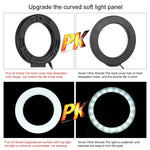 Suporte de Secretária com Base Redonda PULUZ + Anel LED USB Regulável de 4.7 polegadas 12cm com 3 Modos para Vlogging e Vídeo, Altura Ajustável: 15.5cm-25.5cm, Suporte de Secretária+4.7 polegadas