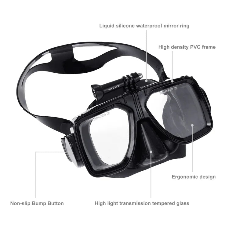 Equipamento de Mergulho para Desportos Aquáticos Máscara de Mergulho e Óculos para GoPro, Insta360, DJI e Outras Câmaras de Ação