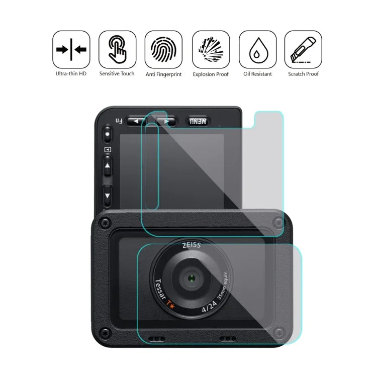PULUZ Filme Flexível Anti-impressão Digital AF HD para Lente Frontal e Ecrã LCD Traseiro para Sony RX0 II / RX0, Para Sony RX0 II