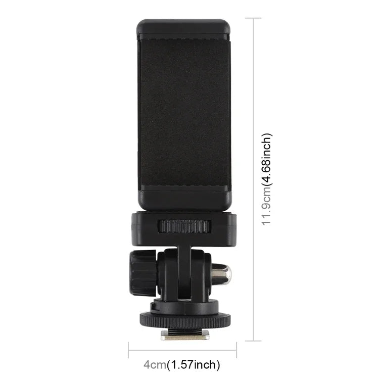 Adaptador de Montagem para Tripé com Sapata Fria e Rosca de 1/4 polegada PULUZ com Suporte para Telemóvel, Adaptador com Suporte para Telemóvel