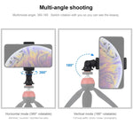 Adaptador de Montagem para Tripé com Sapata Fria e Rosca de 1/4 polegada PULUZ com Suporte para Telemóvel, Adaptador com Suporte para Telemóvel