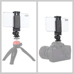 Adaptador de Montagem para Tripé com Sapata Fria e Rosca de 1/4 polegada PULUZ com Suporte para Telemóvel, Adaptador com Suporte para Telemóvel