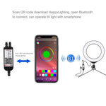 Anel LED RGBW Dimmable USB de 6,2 polegadas 16cm PULUZ para Vlogging, Fotografia e Vídeo com Tripé de Sapata Fria, Cabeça de Bola e Controlo Remoto, 6,2 polegadas RGBW / Remoto