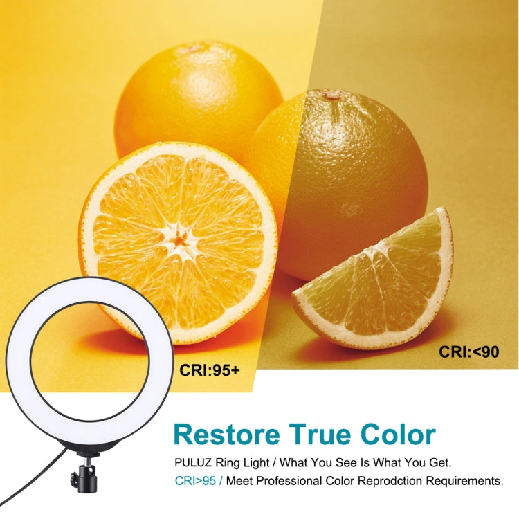 Anel LED RGBW Dimmable USB de 6,2 polegadas 16cm PULUZ para Vlogging, Fotografia e Vídeo com Tripé de Sapata Fria, Cabeça de Bola e Controlo Remoto, 6,2 polegadas RGBW / Remoto