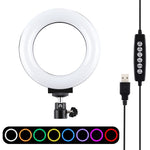 Anel LED RGBW Dimmable USB de 4,7 polegadas 12cm com Superfície Curva PULUZ para Vlogging, Fotografia e Vídeo com Tripé e Cabeça de Bola, 4,7 polegadas RGBW