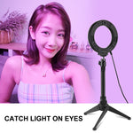 Anel LED RGBW Dimmable USB de 4,7 polegadas 12cm com Superfície Curva PULUZ para Vlogging, Fotografia e Vídeo com Tripé e Cabeça de Bola, 4,7 polegadas RGBW