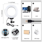 Anel LED RGBW Dimmable USB de 4,7 polegadas 12cm com Superfície Curva PULUZ para Vlogging, Fotografia e Vídeo com Tripé e Cabeça de Bola, 4,7 polegadas RGBW