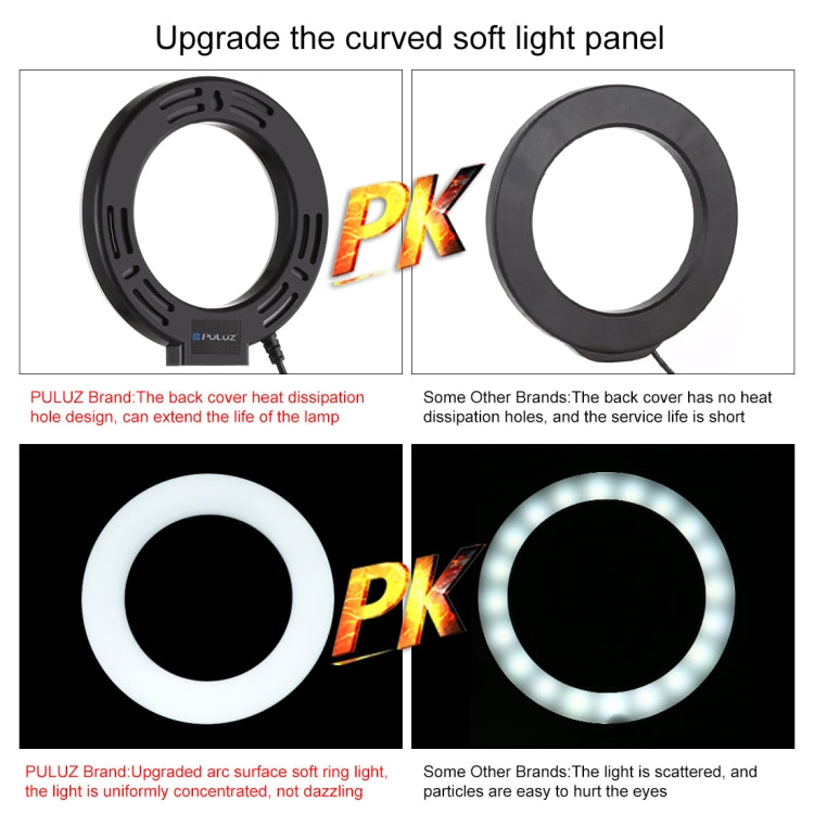 Anel LED RGBW Dimmable USB de 4,7 polegadas 12cm com Superfície Curva PULUZ para Vlogging, Fotografia e Vídeo com Tripé e Cabeça de Bola, 4,7 polegadas RGBW