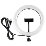 Anel LED RGBW Dimmable USB de 10,2 polegadas 26cm PULUZ para Vlogging, Fotografia e Vídeo com Tripé de Sapata Fria, Cabeça de Bola e Suporte para Telemóvel, 10,2 polegadas RGBW