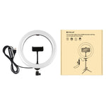 Anel LED RGBW Dimmable USB de 10,2 polegadas 26cm PULUZ para Vlogging, Fotografia e Vídeo com Tripé de Sapata Fria, Cabeça de Bola e Suporte para Telemóvel, 10,2 polegadas RGBW