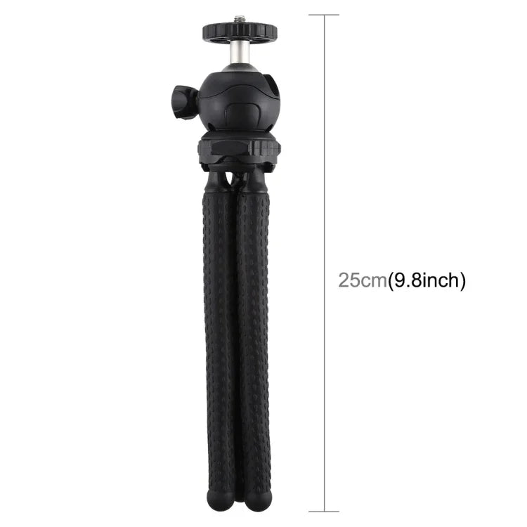 Suporte de Tripé Flexível Mini Polvo PULUZ com Cabeça de Bola para Câmaras SLR, GoPro, Telemóvel, Tamanho: 25cmx4.5cm, Tripé de 25cm