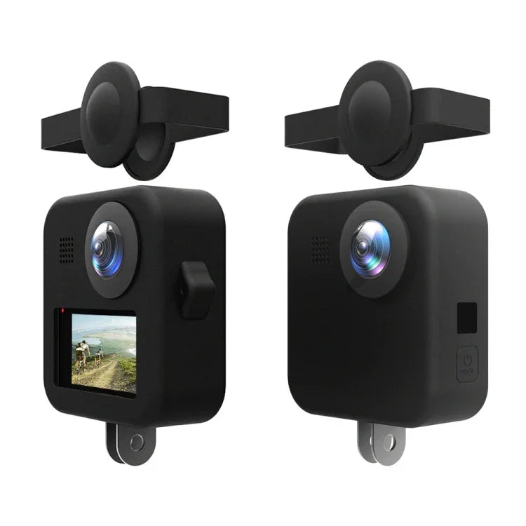 PULUZ para GoPro Max Tampa Dupla para Lentes + Estojo Protetor de Silicone para Corpo, Estojo de Silicone