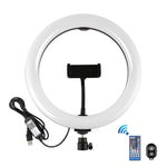 Anel LED RGBW Dimmable USB de 10,2 polegadas 26cm com Superfície Curva PULUZ para Vlogging, Fotografia e Vídeo com Tripé, Cabeça de Bola, Controlo Remoto e Suporte para Telemóvel, 10,2 polegadas RGBW